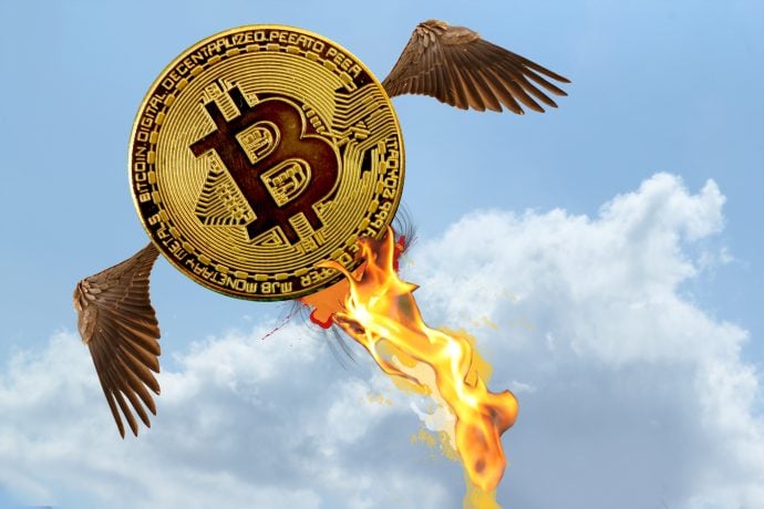 Bitcoin-Münze mit Flügeln