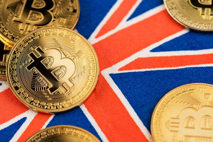 Bitcoin auf UK-Flagge