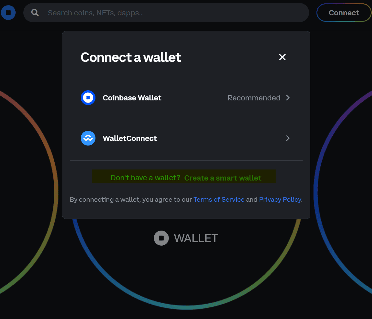 Coinbase Smart Wallet Website. Quelle: Coinbase Wallet