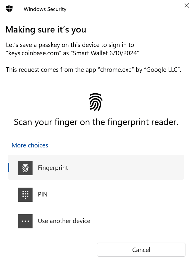 Erstelle deine Wallet mit einem Fingerscan.