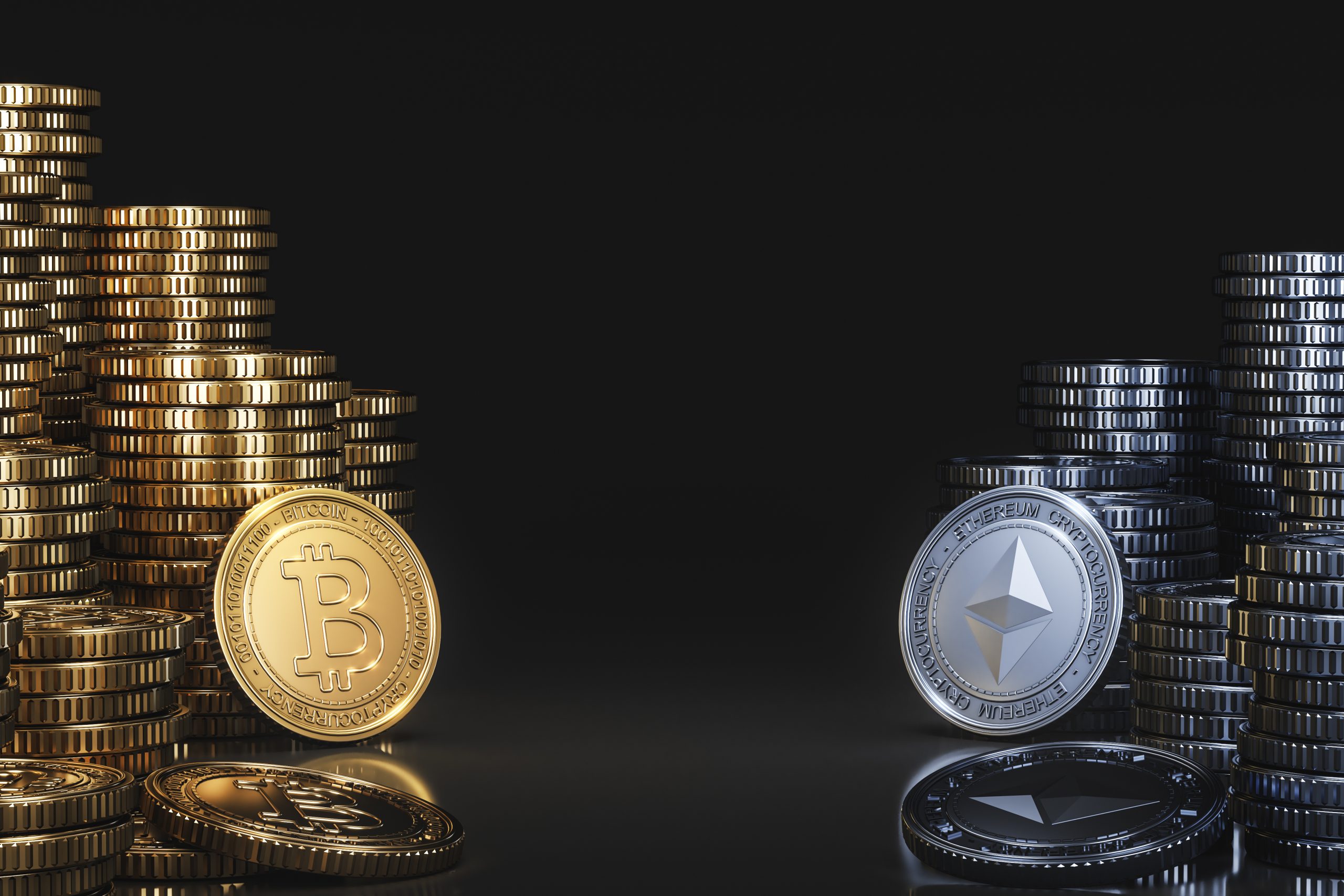 Bitcoin- und Ethereumcoins