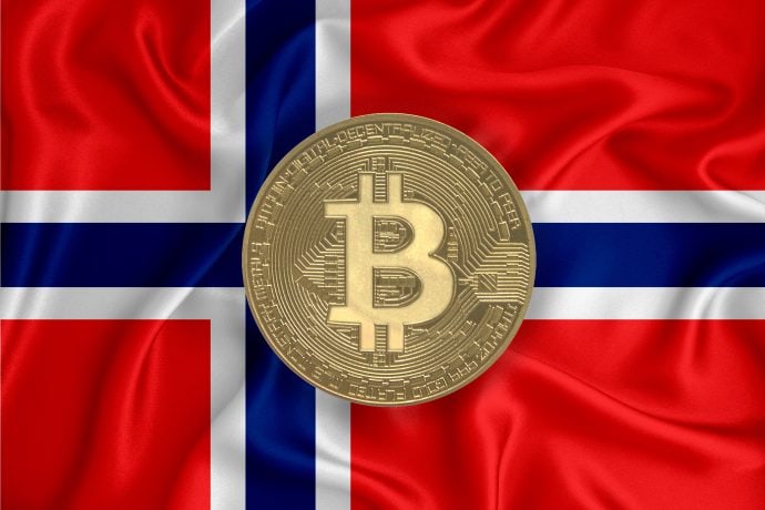 Norwegenflagge und Bitcoin