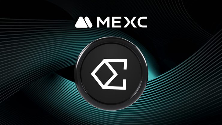 Eine digitale Darstellung des MEXC-Logos, das eine schwarze Münze mit einem weißen geometrischen Symbol zeigt, ist auf einem dunklen Hintergrund mit blaugrünen wellenartigen Mustern abgesetzt, die den dynamischen Geist von MEXC verkörpern.