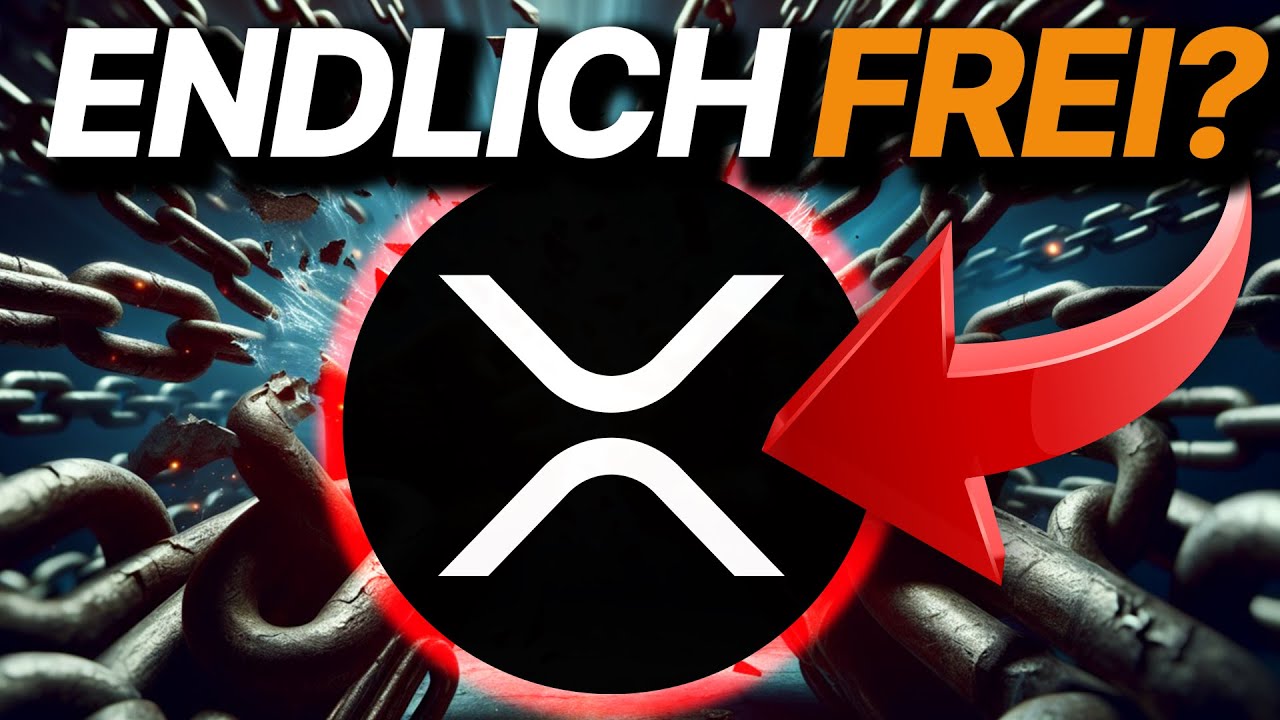 XRP-Investoren werden das dynamische XRP-Logo vor dem Hintergrund brechender Ketten und einem kräftigen roten Pfeil zu schätzen wissen. Oben stellt der Text „ENDLICH FREI?“ eine eindringliche Frage und lädt zum Nachdenken über die eigene Investitionsgeschichte ein.