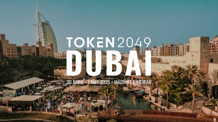 Besuchen Sie uns auf der TOKEN2049 Dubai im Madinat Jumeirah mit atemberaubendem Blick auf die Skyline, einschließlich des berühmten Burj Al Arab und lebhafter Marktstände. Merken Sie sich den Termin: 30. April – 1. Mai 2025 für ein unvergleichliches Erlebnis.