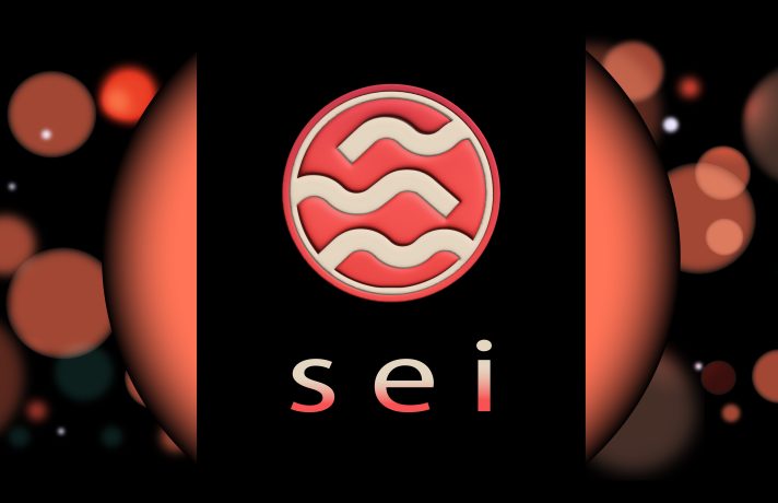 Ein kreisförmiges Sei-Logo mit Wellenlinien sitzt über dem Wort "sei" auf schwarzem Hintergrund, akzentuiert durch rote und braune verschwommene Kreise an den Seiten.