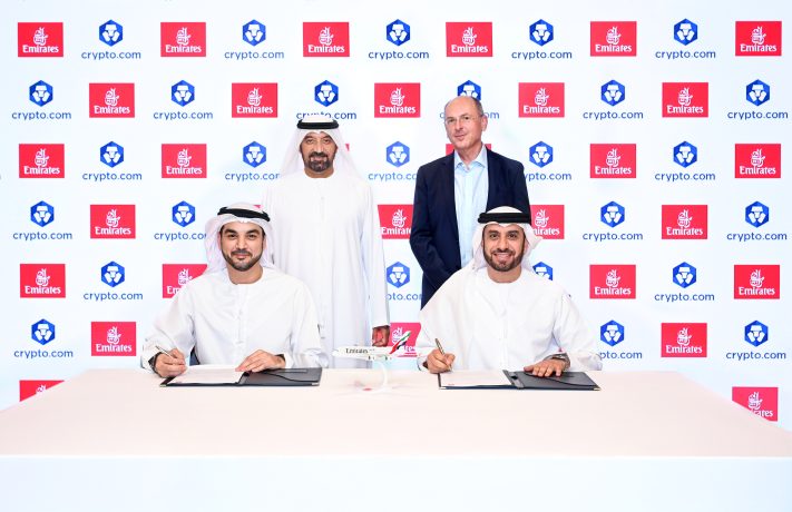 Emirates-signs-MoU-with-Crypto.com The MoU was signed in the presence of His Highness Sheikh Ahmed bin Saeed Al Maktoum, Chairman and Chief Executive, Emirates Airline & Group and Michael Doersam, Emirates’ Chief Financial & Group Services Officer, by Adnan Kazim, Emirates’ Deputy President and Chief Commercial Officer, and Mohammed Al Hakim, President of Crypto.com’s UAE operations.