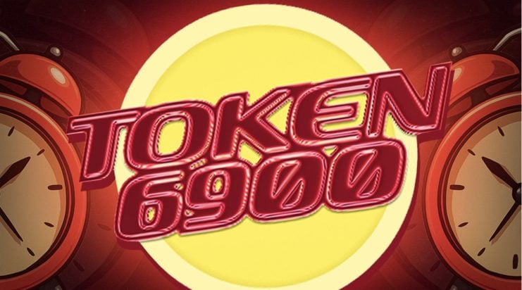 Rote Wecker und ein großer gelber Kreis heben den fetten, roten Text im Vordergrund hervor, der TOKEN6900 lautet - ein auffälliges Bild, das die Dringlichkeit dieser letzten Chance Memecoin Gelegenheit einfängt.