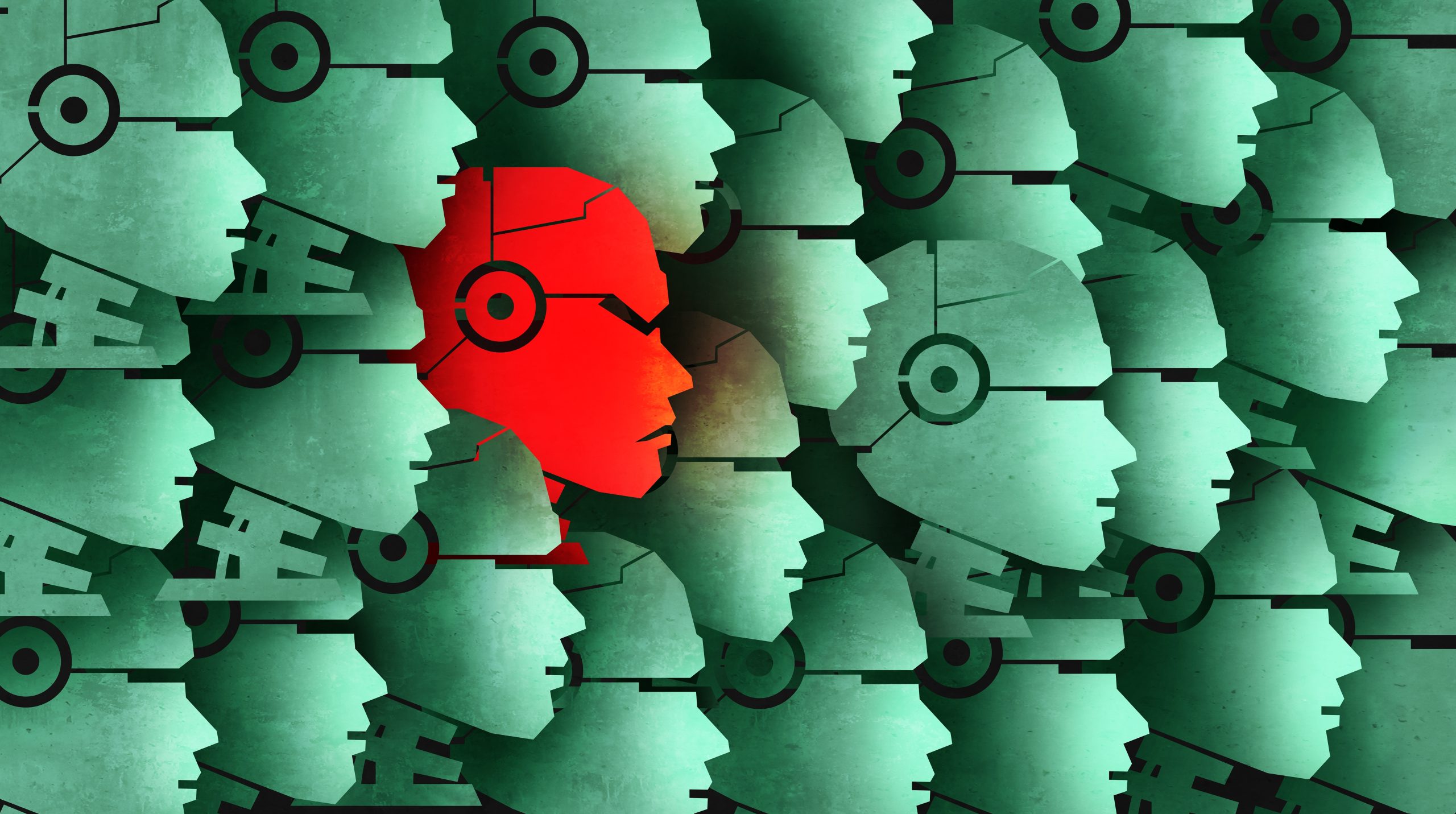 Visualisierung eines KI-Agenten, der sich von anderen unterscheidet – Symbolbild für automatisierte Angriffe auf Smart Contracts