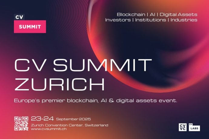 Werbebild für den CV Summit Zurich, eine Veranstaltung zu Blockchain, KI und digitalen Vermögenswerten, die am 23. und 24. September 2025 im Zurich Convention Center, Schweiz, stattfindet.