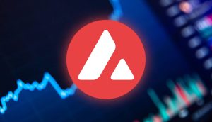 Wie geht es bei Avalanche (<a href='https://market.bitrss.com/coin/avalanche-2' rel='noopener' target='_blank' class='crypto-highlight' title='AVAX Market Overview'>AVAX ($20.29)</a>) jetzt weiter? Das rote Logo der Kryptowährung Avalanche (AVAX), zentriert über einem unscharfen digitalen Finanzdiagramm mit steigenden und fallenden Linien im Hintergrund, unterstreicht die dynamische Bewegung von Avalanche auf dem Markt.