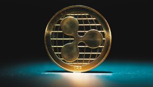 Das Bild zeigt eine XRP-Münze