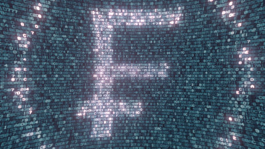 Ein digitales Franken-Symbol leuchtet vor einem Hintergrund aus binären Codes und Zahlen und erinnert an den innovativen Geist von Frankencoin und die sich entwickelnde Landschaft der digitalen Währung und Finanztechnologie.