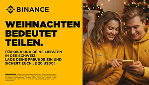 Binance-Weihnachts-Referral-Aktion für die Schweiz: Lade Freunde ein, handle gemeinsam und sichere dir bis zu 400 USDC als Bonus.