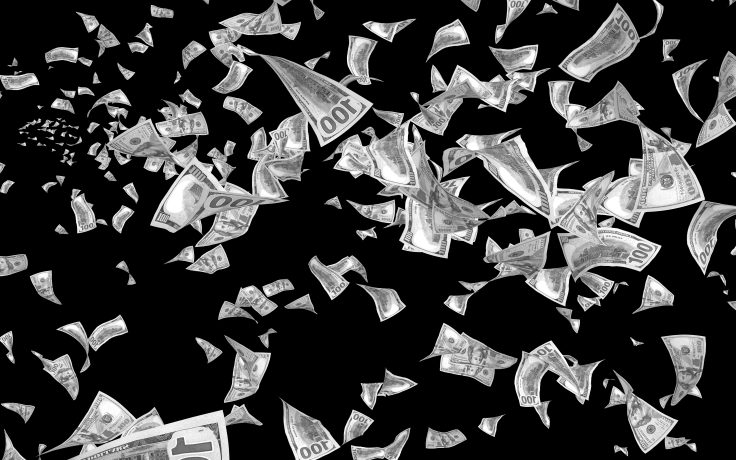 Geldscheine regnen herab