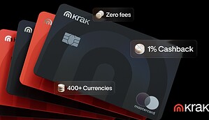 Krak Card von Kraken: weltweit gebührenfrei zahlen, bis zu 1 % Cashback in Cash oder Krypto und volle App-Kontrolle. 15 € in BTC sichern.