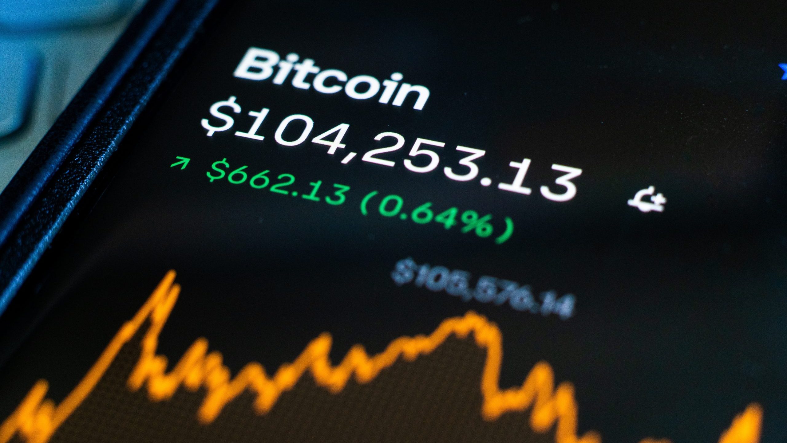 Ein Bitcoin-Chart auf einem Smartphone