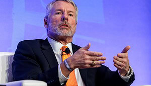 Michael Saylor, Gründer von Strategy, redet auf einer Podiumsdiskussion