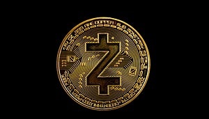 Zcash vor einem schwarzen Hintergrund