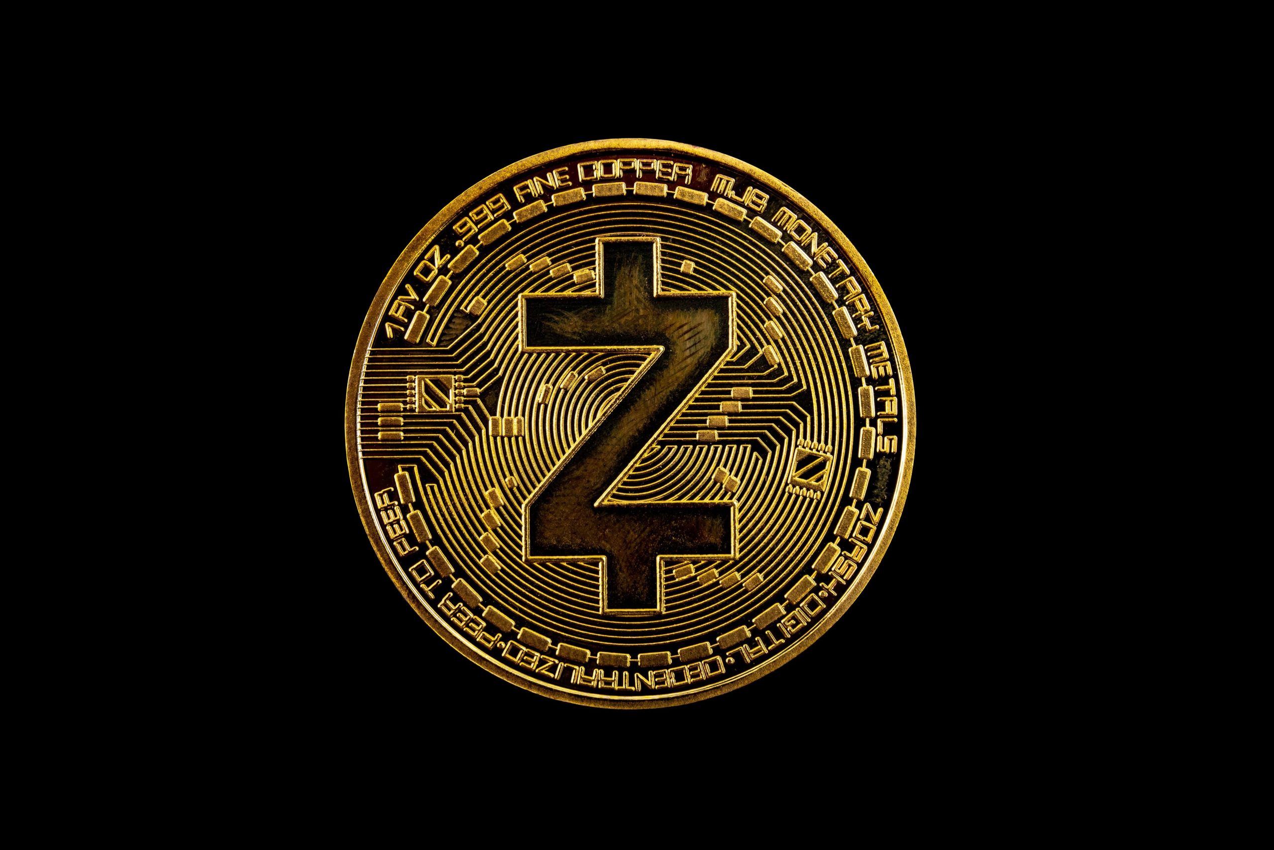Zcash vor einem schwarzen Hintergrund