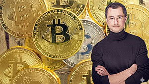 Mehrere goldene Bitcoin-Münzen befinden sich auf dem Bild.