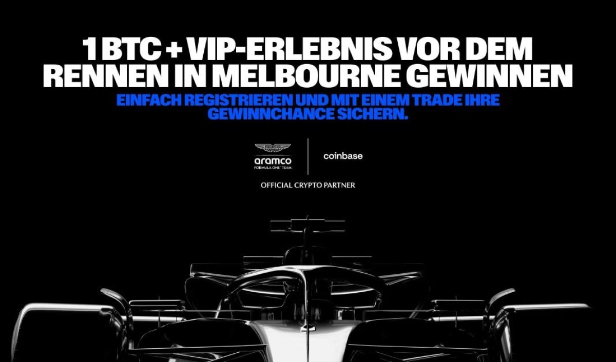 Mit Coinbase 1 Bitcoin gewinnen und Formel 1 hautnah erleben