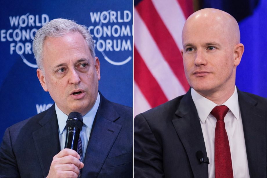 Krypto-Berater David Sacks links und rechts Coinbase-CEO Brian Armstrong