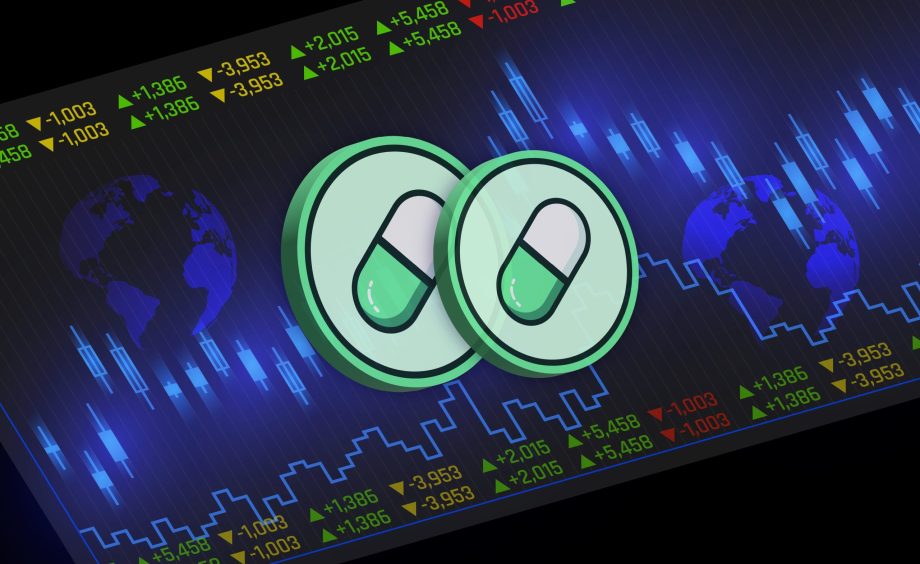 Zwei Pump.fun-Münzen vor einem blauen Chart.