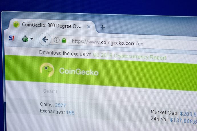 Zu sehen ist ein Screenshot der Starseite von Coingecko
