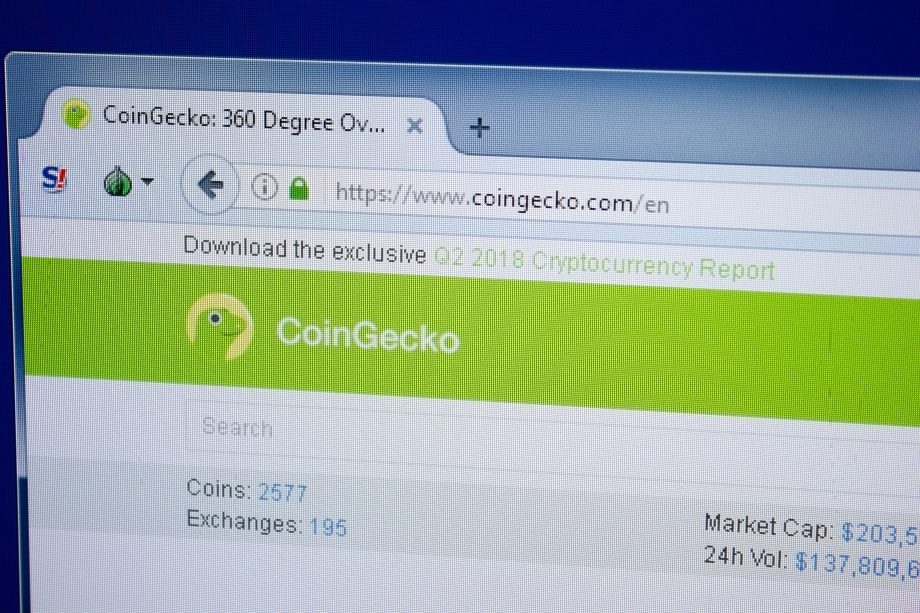 Zu sehen ist ein Screenshot der Starseite von Coingecko