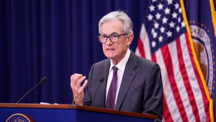 Jerome Powell, Vorsitzender der US-Notenbank, hält am Mittwoch, dem 30. Juli 2025, eine Rede im William McChesney Martin Jr. Federal Reserve Board Building in Washington, DC.
