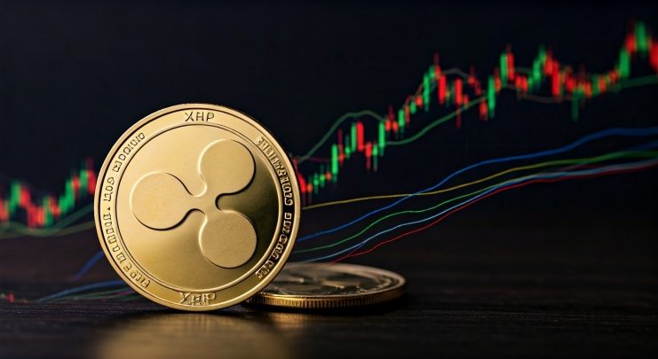 XRP-Münze vor Chart