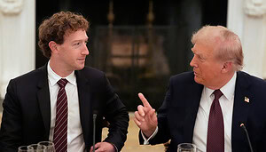 Das Bild zeigt Donald Trump und Mark Zuckerberg