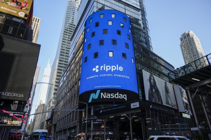 Eine große Ripple-Werbereklame in New York