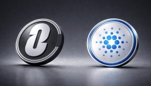 Der ZRO-Token neben dem ADA-Coin auf einem glänzenden Hintergrund