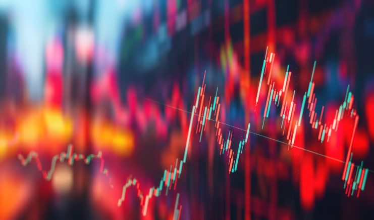 Die Grafik zeigt fallenden und steigende Kurse