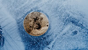 Bitcoin im Eis festgefroren