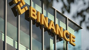 Das Binance-Logo auf einem Gebäude