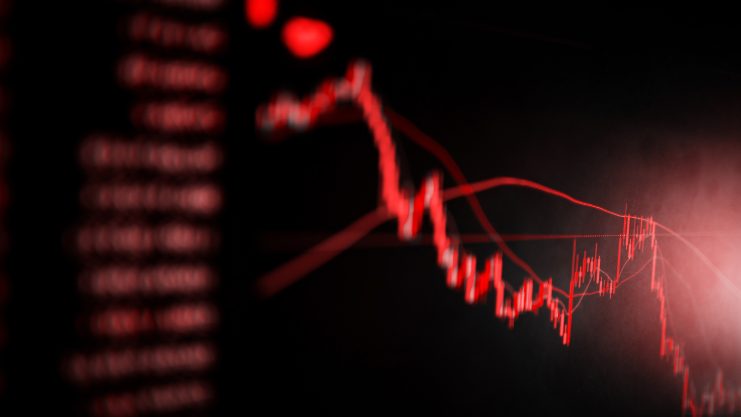 Fallendes Chartbild, rötlich gefärbt