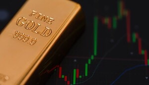 Goldbarren vor Chart