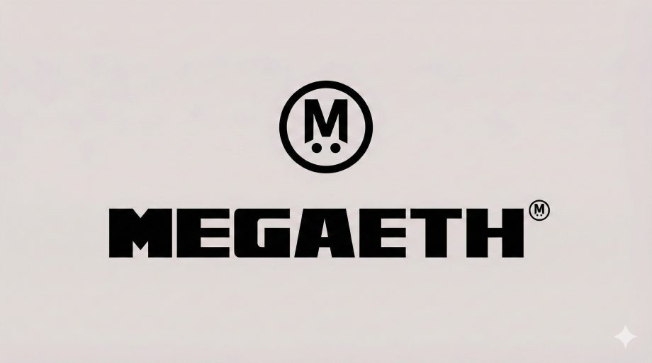 Das MegaETH-Logo und der Textzug auf einem grauen Hintegrund