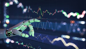 Roboterarm mit steigenden Kursen