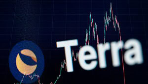 Das Symbol von Terra vor einem Chart und dem Schriftzug Terra.