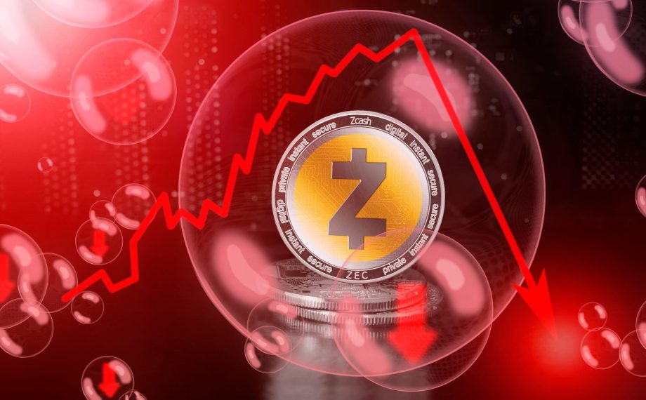 Zcash-Münze in Seifenblase vor Chart