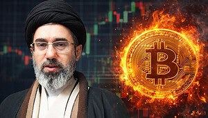 Modschtaba Hosseini Chamenei mit Bitcoin-Logo