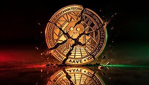 Eine zerbrochene Aave-Münze