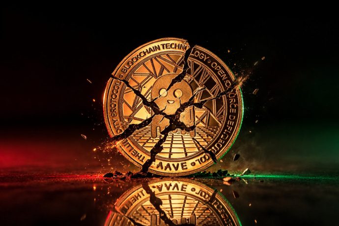 Eine zerbrochene Aave-Münze