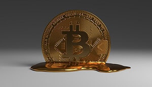 Eine schmelzende Bitcoin-Münze