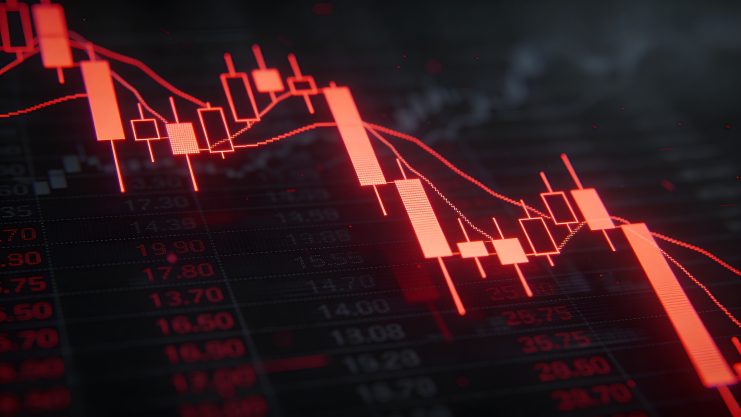 Ein rot gefärbter Kursverlauf