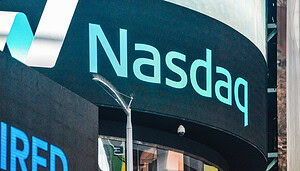 Das Logo von Nasdaq auf einer Anzeigetafel